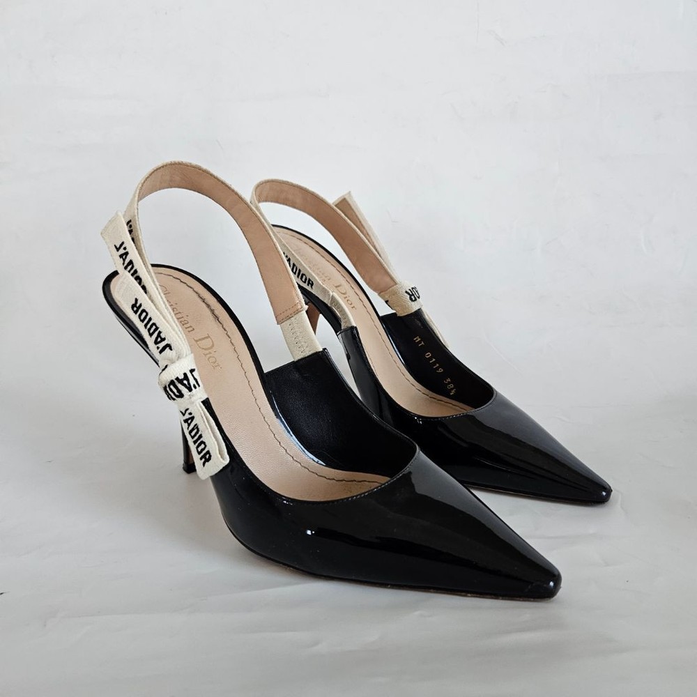 Dior J'adior black patent leather pointed toe pumps