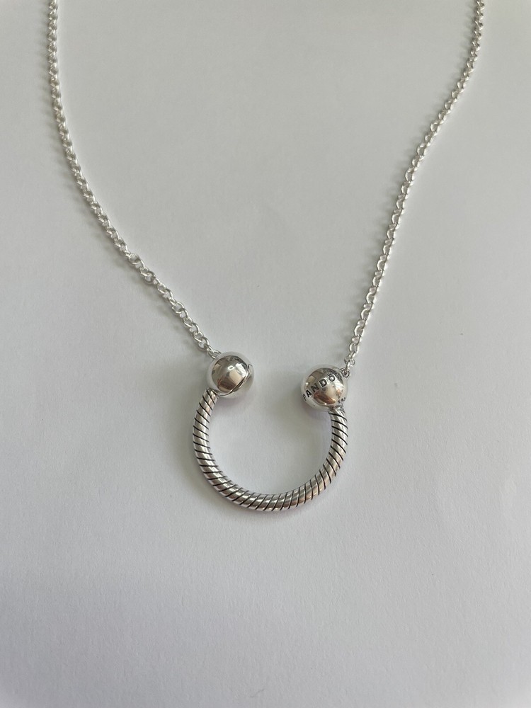 Pandora Moments Horseshoe Charm Necklace 20 Inches Sterling Silver