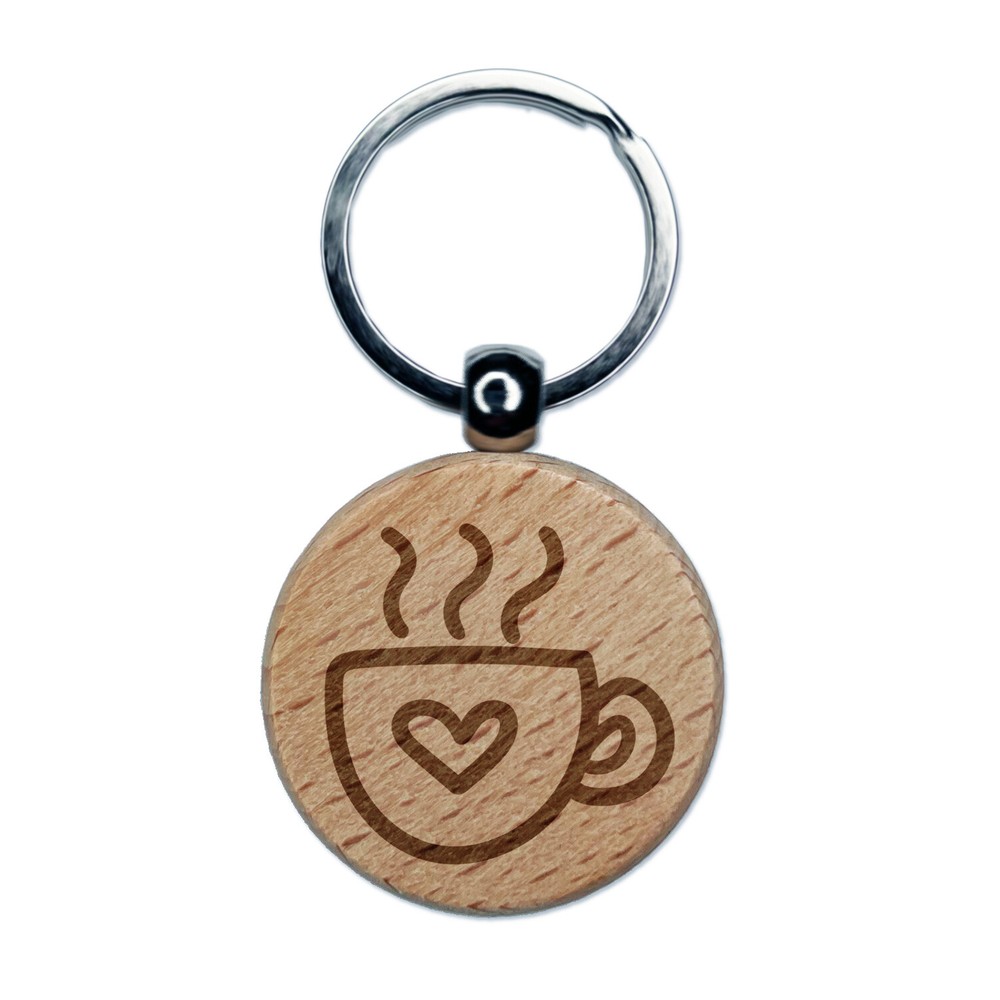 Heart-Engraved Wood Keychain with Insulated Coffee Mug