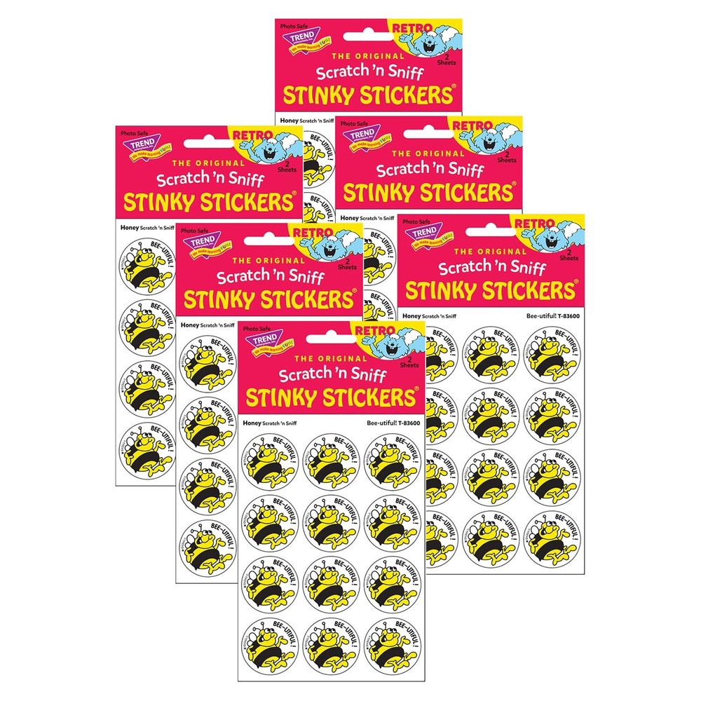 Bee-utiful! Honey Scented Scratch 'n Sniff Stinky Stickers, 24 Per Pack, 6 Packs