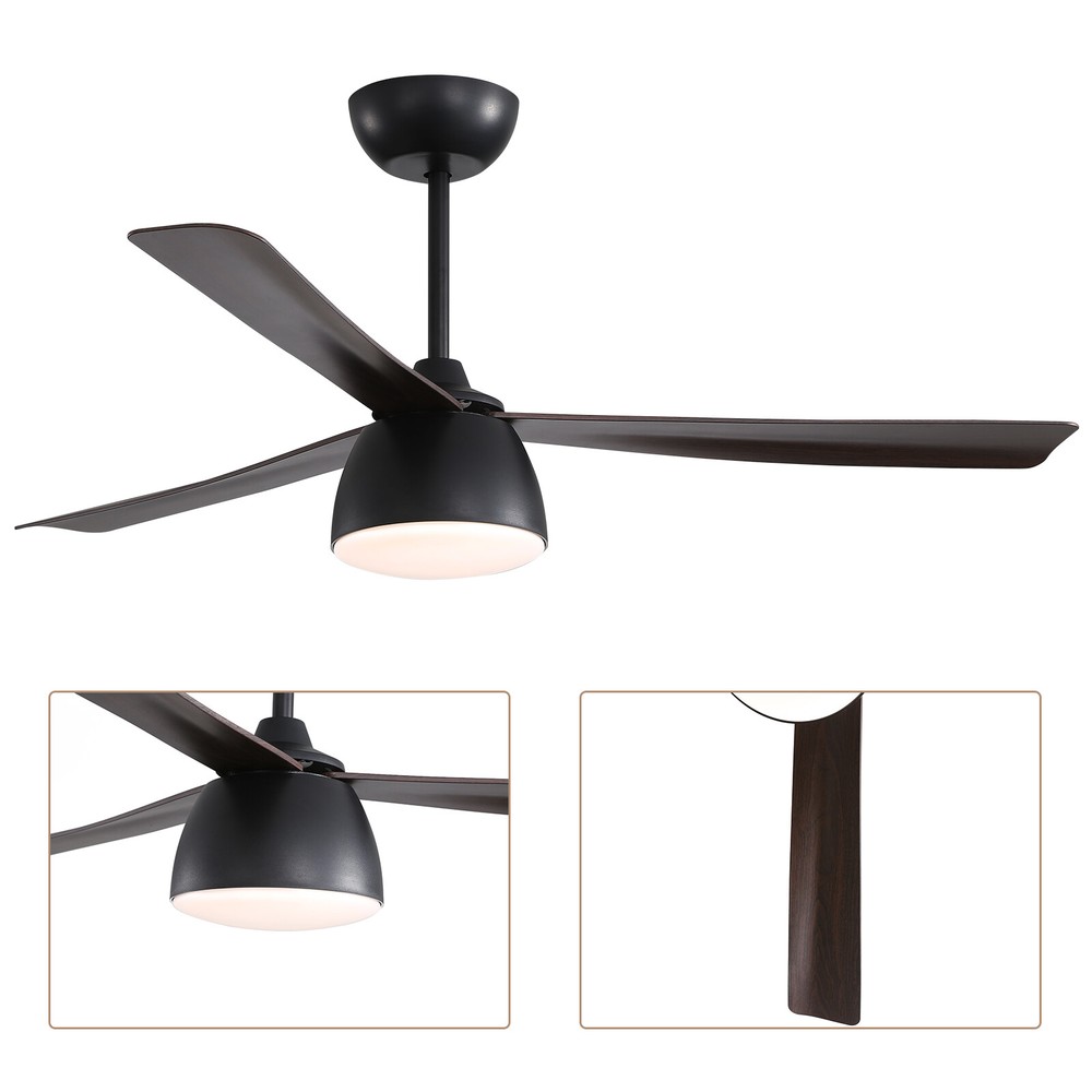 52 Inch Remote-Controlled LED Ceiling Fan with 6 Speeds and Timer