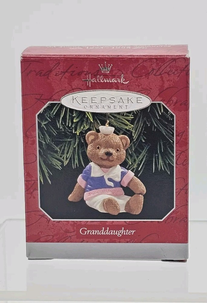 1998 Hallmark Keepsake Granddaughter Teddy Grizzly Bear Christmas Tree Ornament
