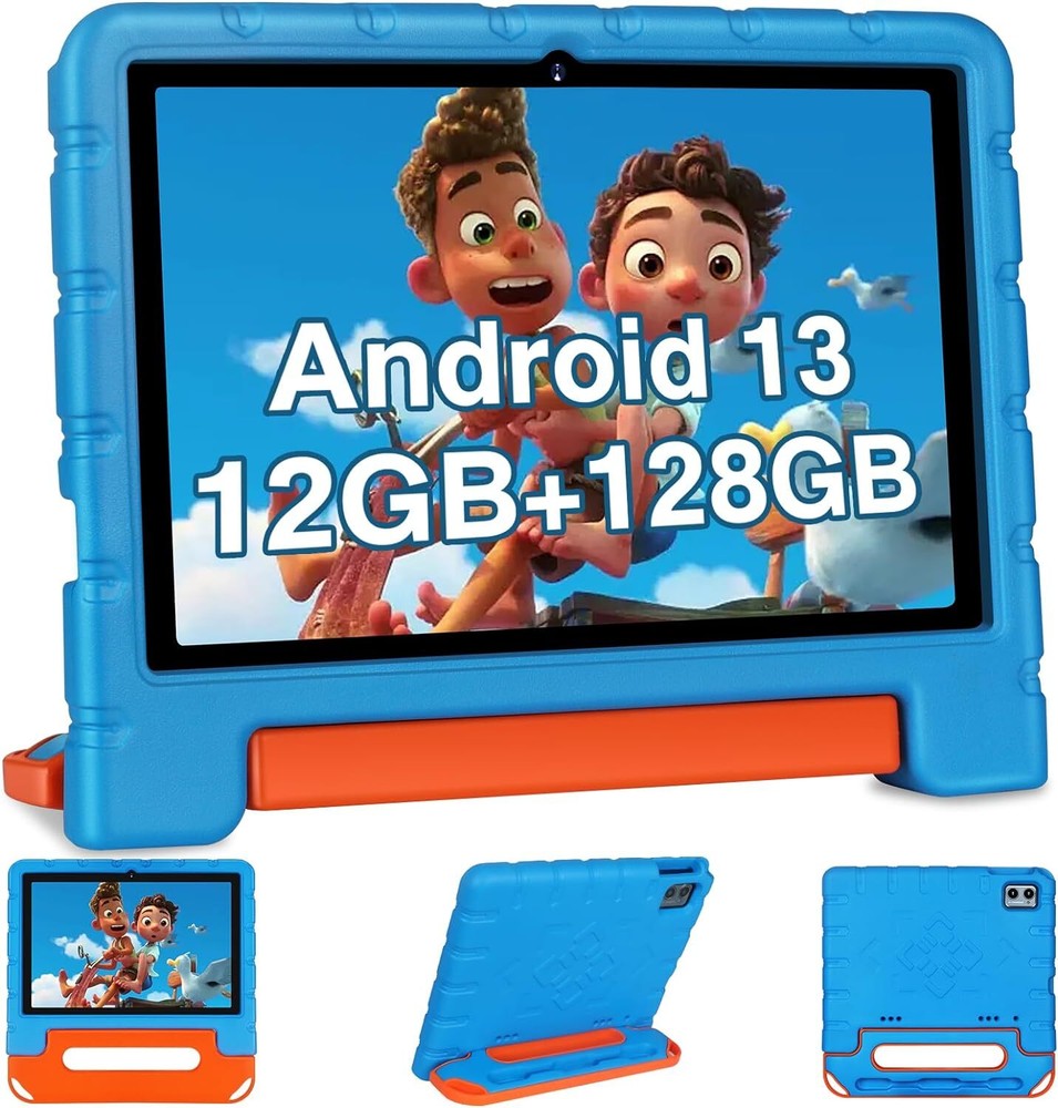 Kids Tablet 10 inch Android 13 Tablets for Kid with Shockproof Case, 12GB+128GB