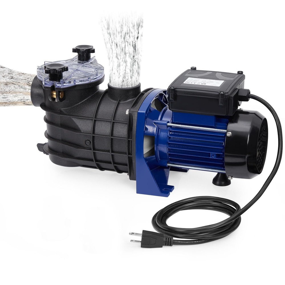 0.75HP In/Above Ground Single Speed Pool Pump, 550W/115V, 2641GPH, High Flow,...