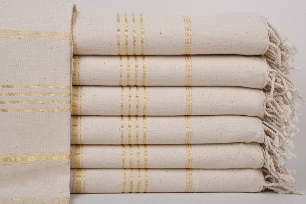 Custom Towel, Striped Cream-Flush Yellow Towel, 40x71 Inches