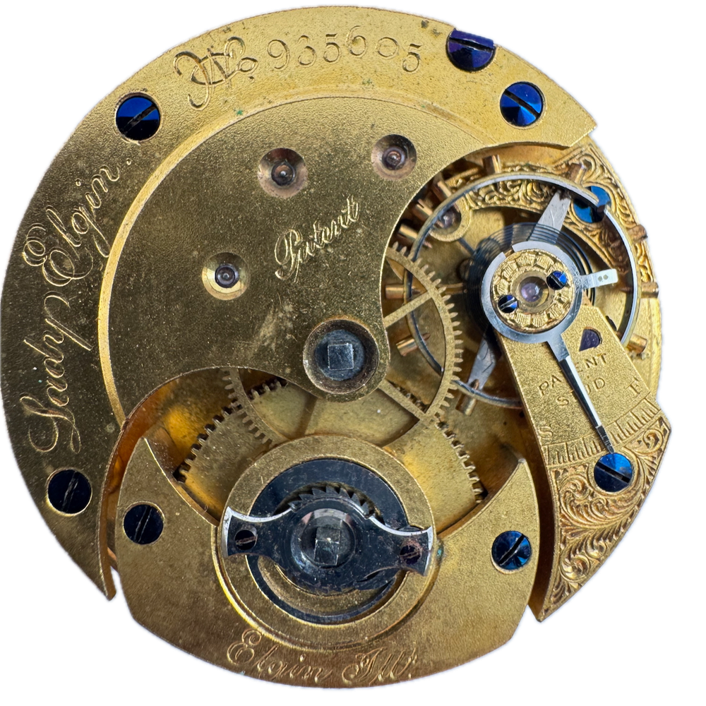 Antique 10s 1882 Lady Elgin Dexter 15 Jewel Key Pocket Watch Movement 29 USA