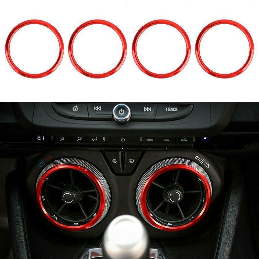 4-Pack Red AC Vent Trim Ring Covers for 2017+ Chevy Camaro