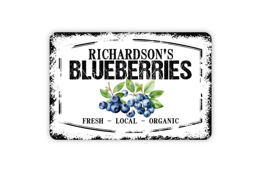 Personalized Blueberries Sign - Custom Your Name Blueberry Farm Garden Metal