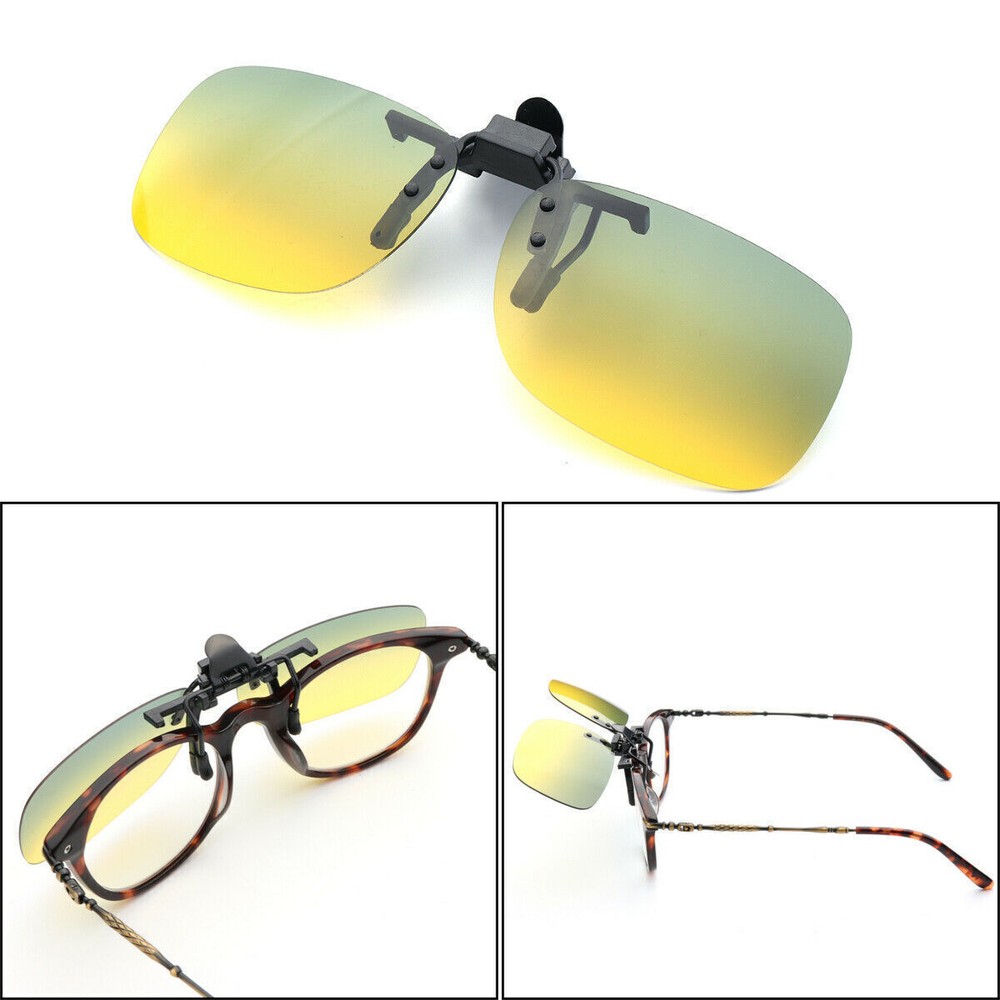 Day Night Vision Polarized UV400 Sunglasses Clip On Anti-Glare Driving