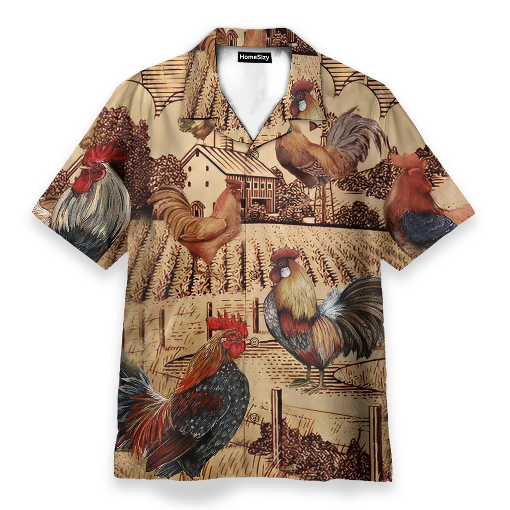 Rooster Vintage Mens Buttons Up Shirts   Hawaiian Shirt