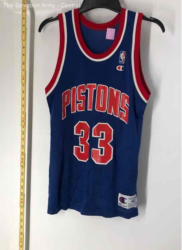 Champion Mens Blue Detroit Pistons Grant Hill #33 Basketball NBA Jersey Size 40