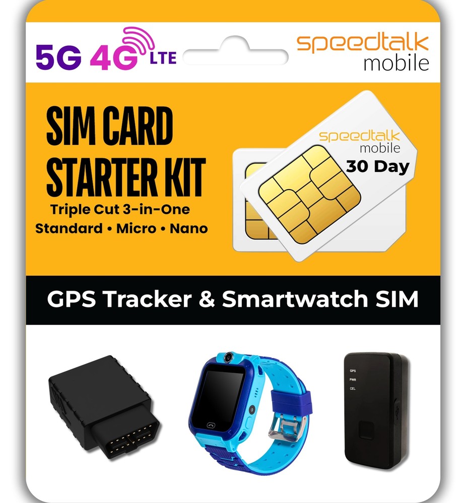GPS Tracker SIM Card Starter Kit | 3 in 1 Universal Simcard Standard Micro Na...