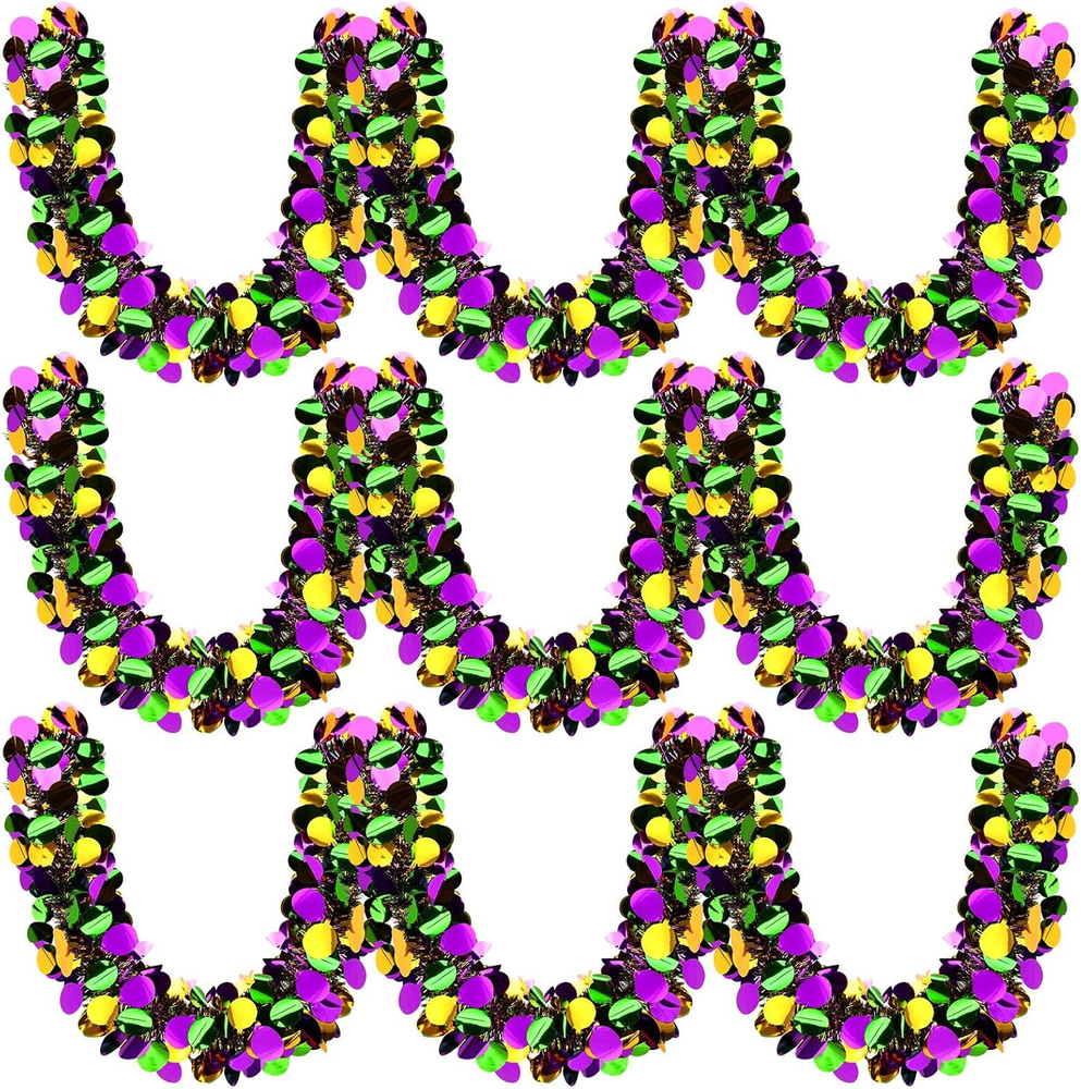 Mardi Gras Tinsel Garland Mardi Gras Decorations Purple Green Gold Metallic Twis