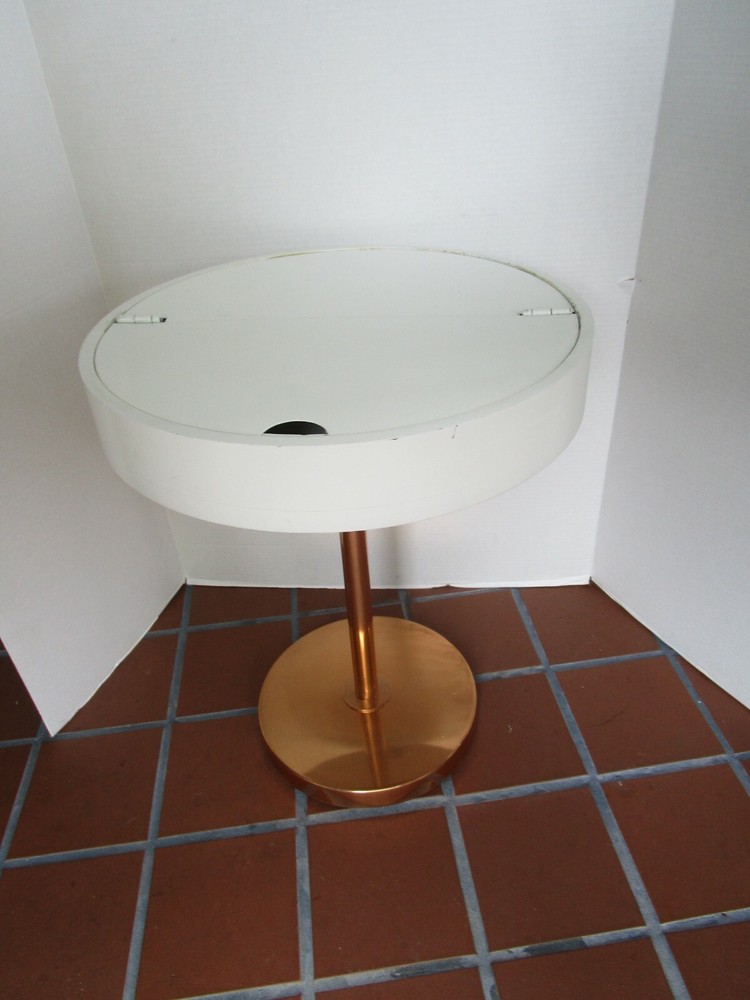 Retro Oh Joy round side table with hinged top 16.25 inches wide