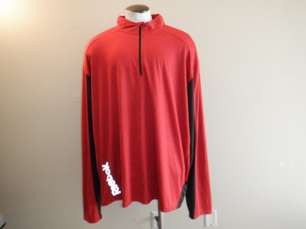 EUC! Men's REEBOK Sz 5XL Red & Black Pull-Over 1/4 Zip Wind Shirt Jacket Active