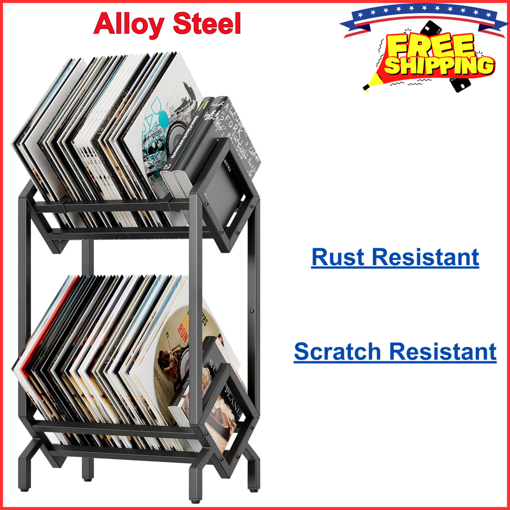Vinyl Record Storage Rack, Record Holder 160-200 LP Storage Shelf Display Stand