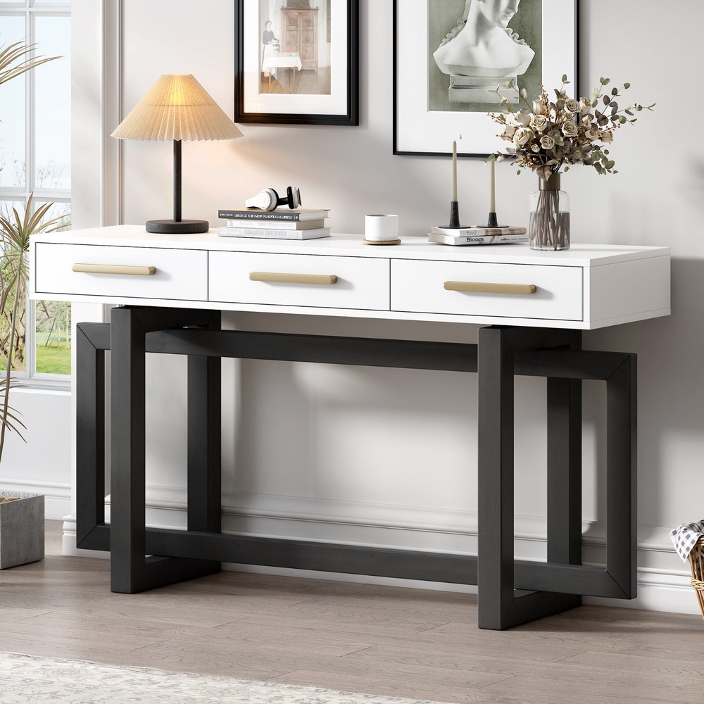 Sleek Extra-Long Entryway Console Table with 3 Spacious Drawers
