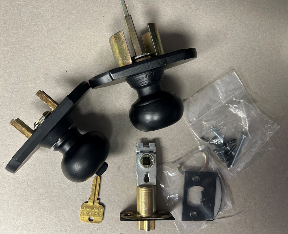 Emtek Winchester Key in Knob Set Sandcast Bronze Rosette Flat Black