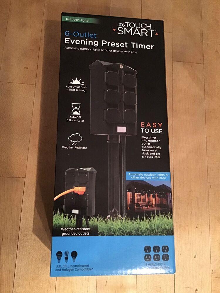 MyTouchSmart - 6 Multi Grounded Outlets - Digital Automated Outdoor Stake Timer-image