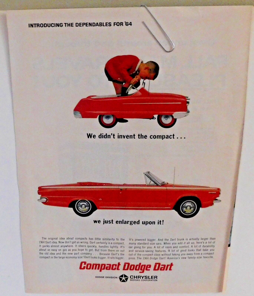 1964 Dodge Dart Convertible with Pedal Car Magazine Ad
