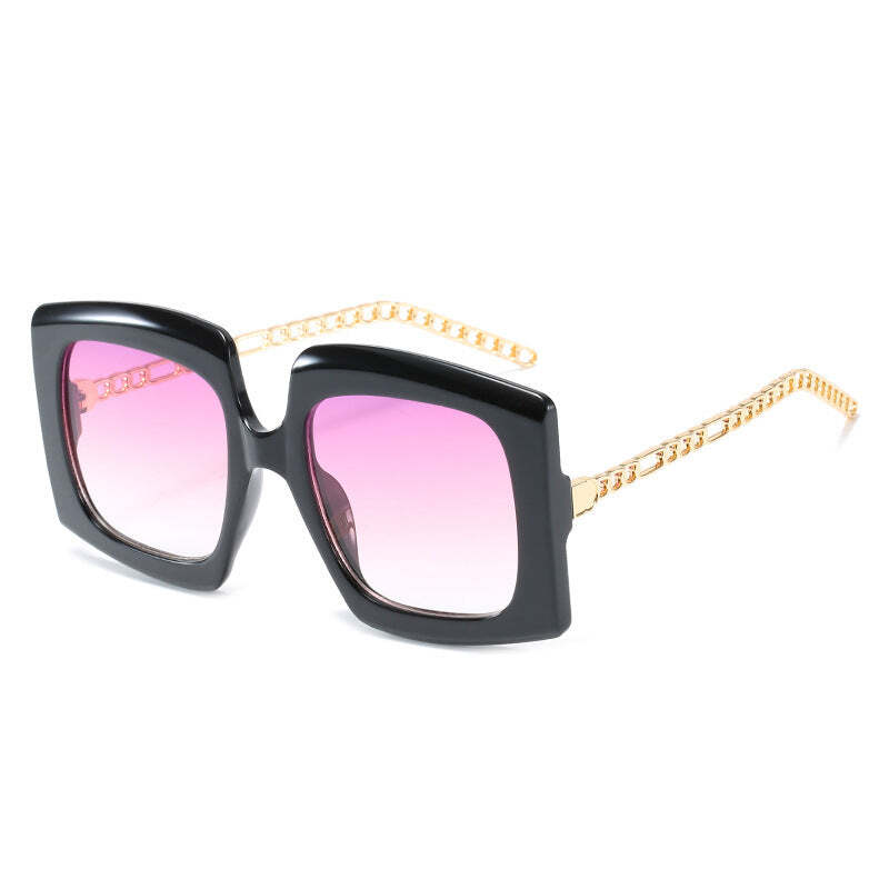 Fashion Women's Metal Chain Cat-Eye Square-Frame Sunglasses