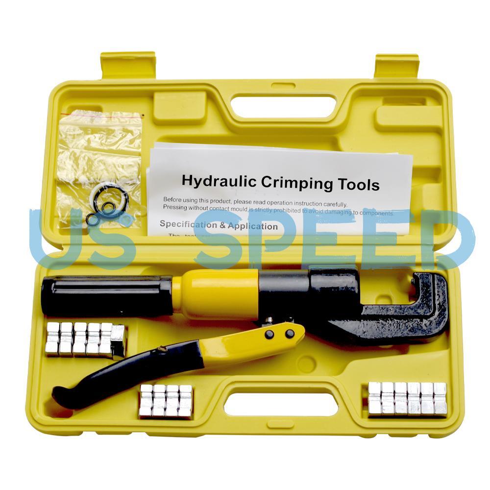 10 Ton Hydraulic Wire Battery Cable Lug Terminal Crimper Crimping Tool w/ Case