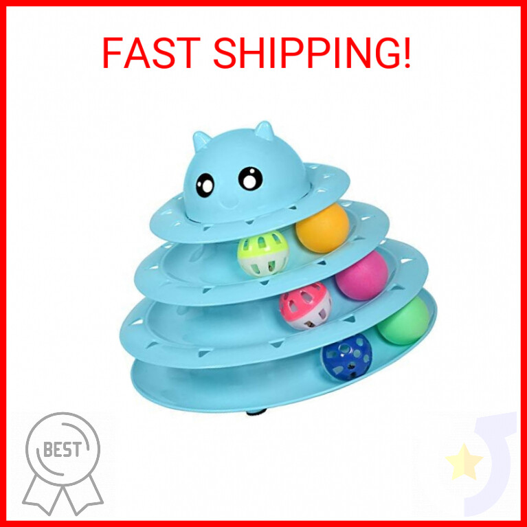UPSKY Cat Toy Roller 3-Level Turntable Cat Toys Balls with Six Colorful Balls In