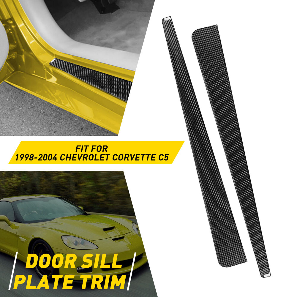Door Sill Accent Carbon Fiber Interior Trim For Chevrolet Corvette C5 1998-2004