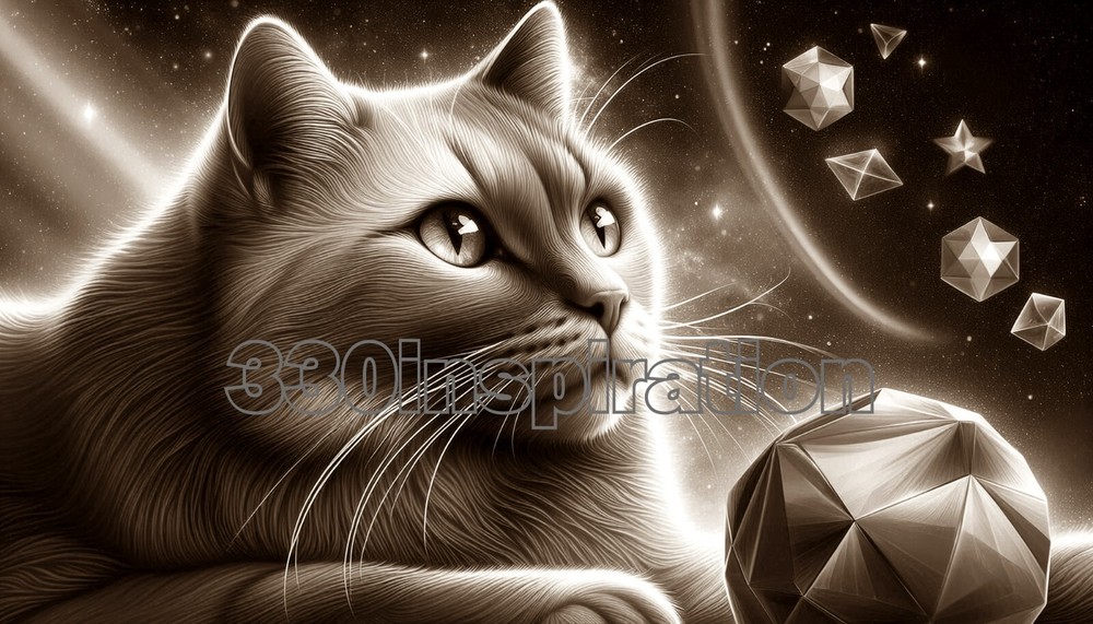 Digital Art Desktop Wallpaper Background Cat in Space Sky Image Photo #A163-image