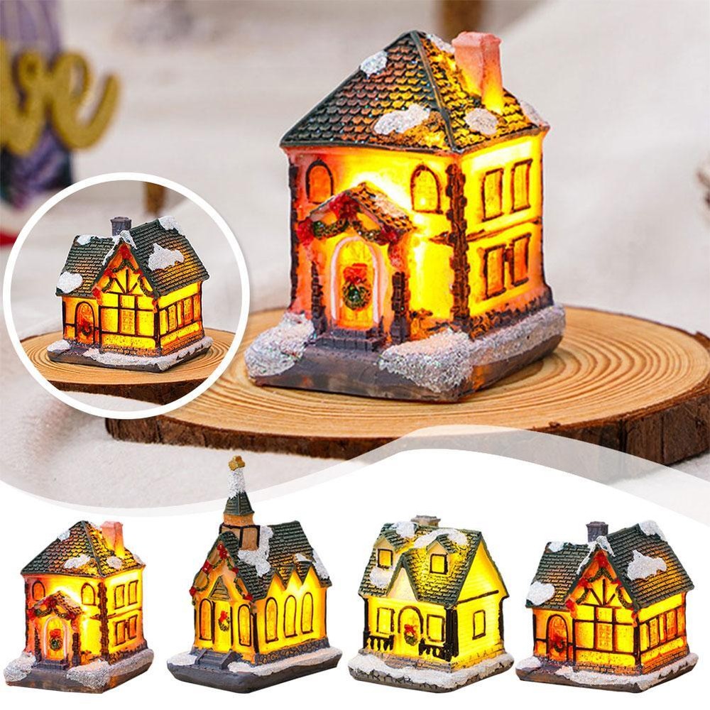 LED Illuminated Resin Christmas House Interior Decor Cottage New Year Gift.