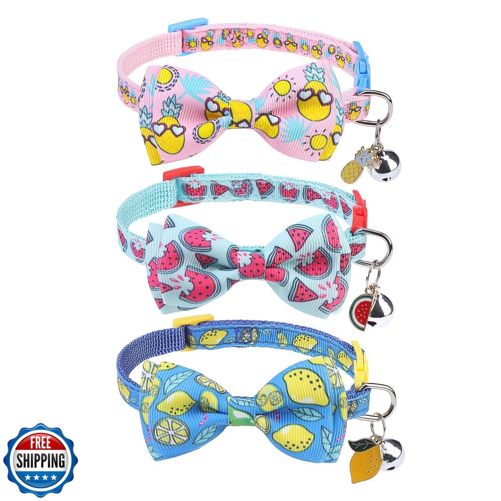 SCENEREAL Breakaway Cat Collar with Bell, 3 Pack Safety Adjustable Cat Collar