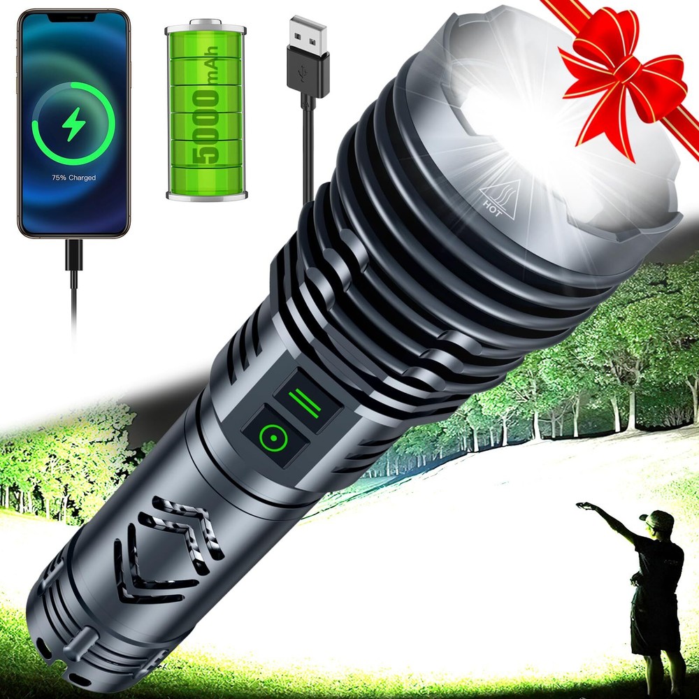 Rechargeable Flashlights 1500000 High Lumens,Super Bright LED Flashlight,Tact...