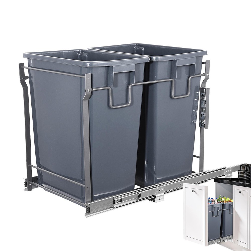 15L Slide Out Waste Bin Kitchen Under Cabinet Waste Container Pull Out Trash Can