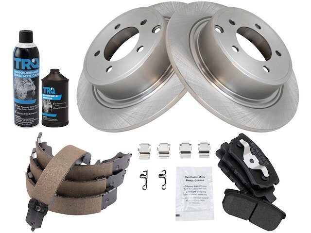 TRQ Rear Brake Pad Rotor Shoe Drum Kit for 2007-2017 Jeep Patriot 56DXNS