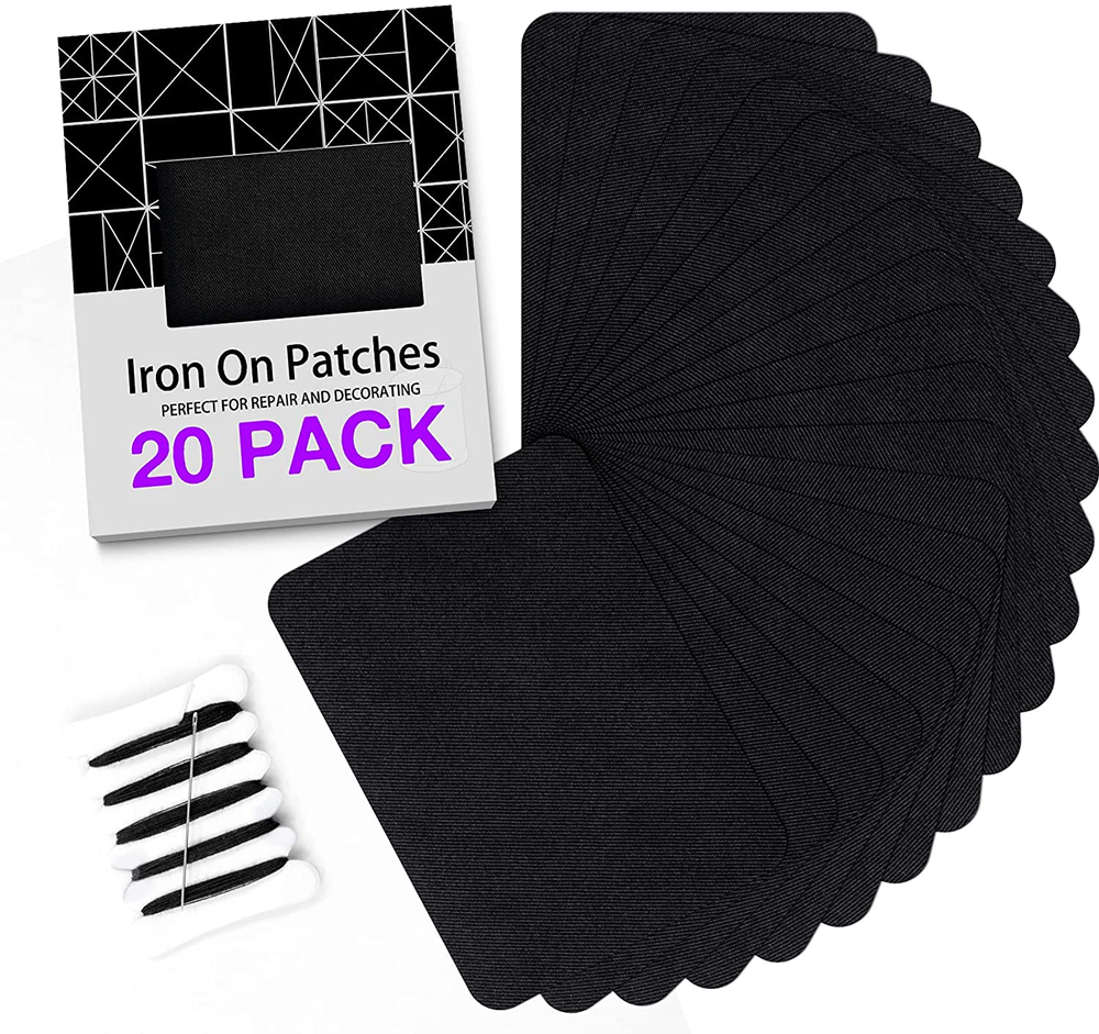 HTVRONT Black Iron-On Patches for Durable Clothing and Fabric Repair