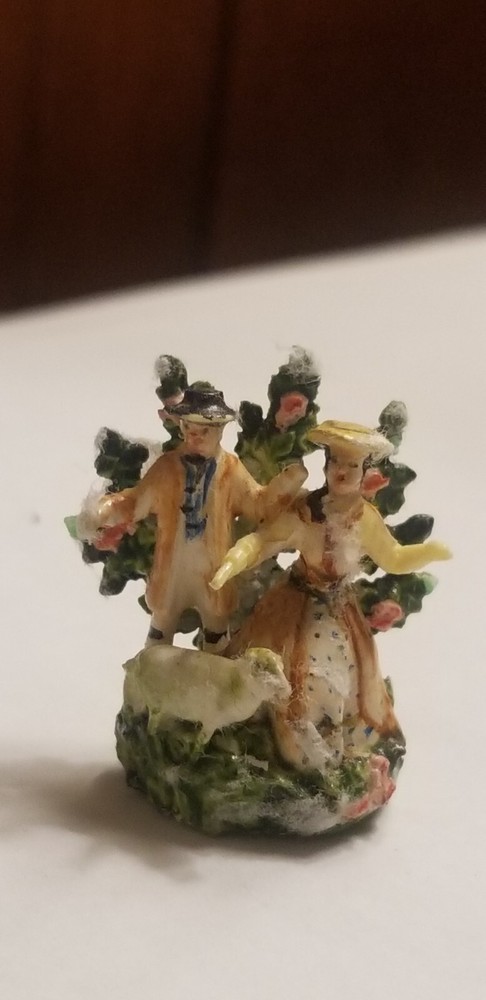 KAY LEWIS DOLLHOUSE MINIATURE STAFFORDSHIRE figurine man woman & sheep figure