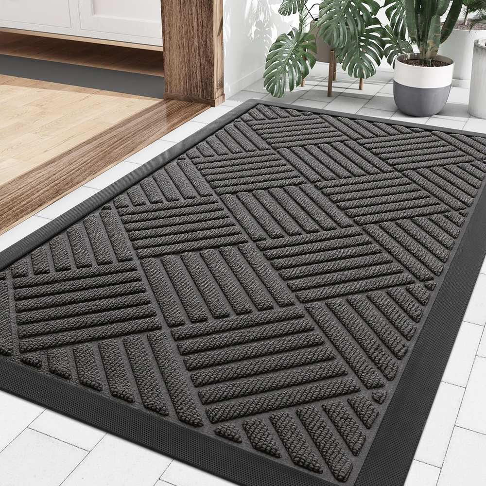 Front Door Mat outside Entrance, Heavy Duty Outdoor Indoor Natural Rubber Doorma
