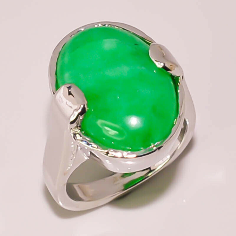 Green Onyx Sterling Silver Plated Ring Size 6.5 for Women