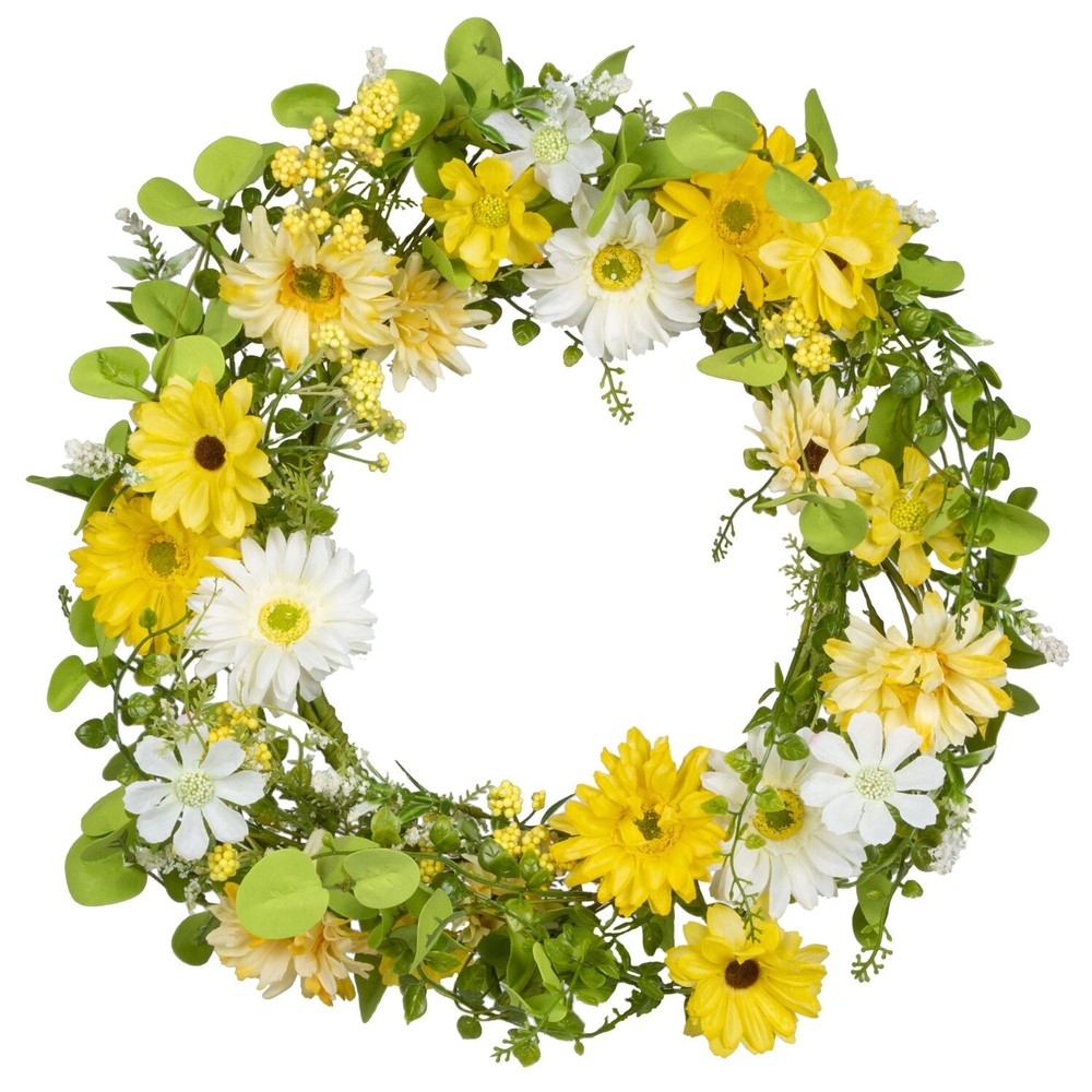20 Inch Daisy Floral Wreath for Home Decor