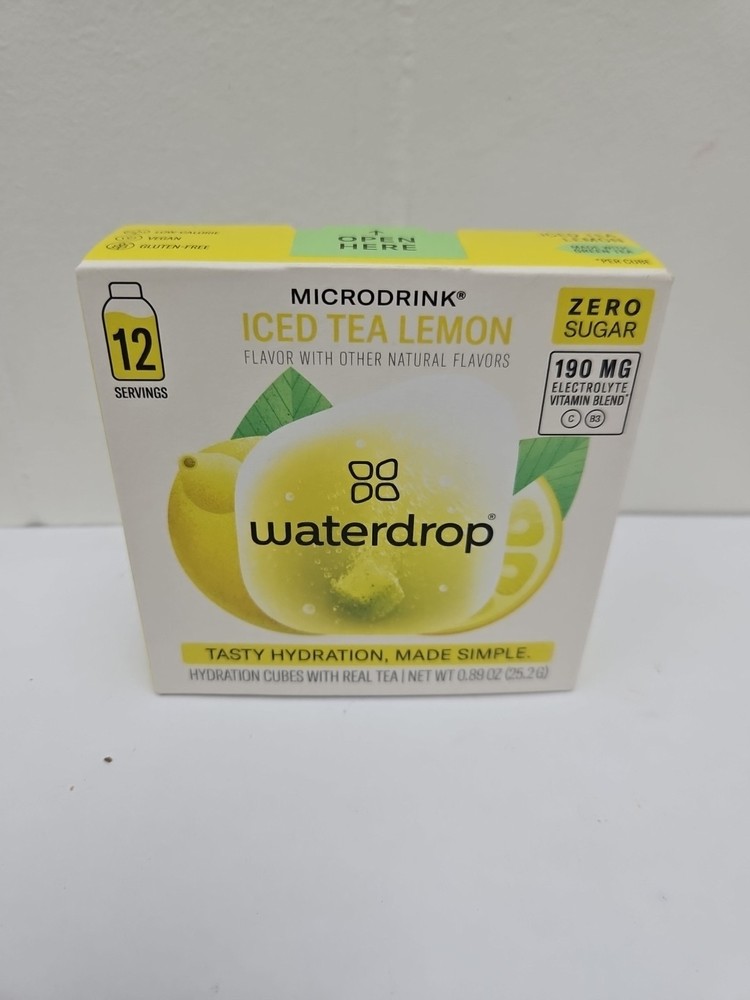Microlyte Waterdrop Electrolyte Hydration Cubes Ice Tea Lemon 8 Pack