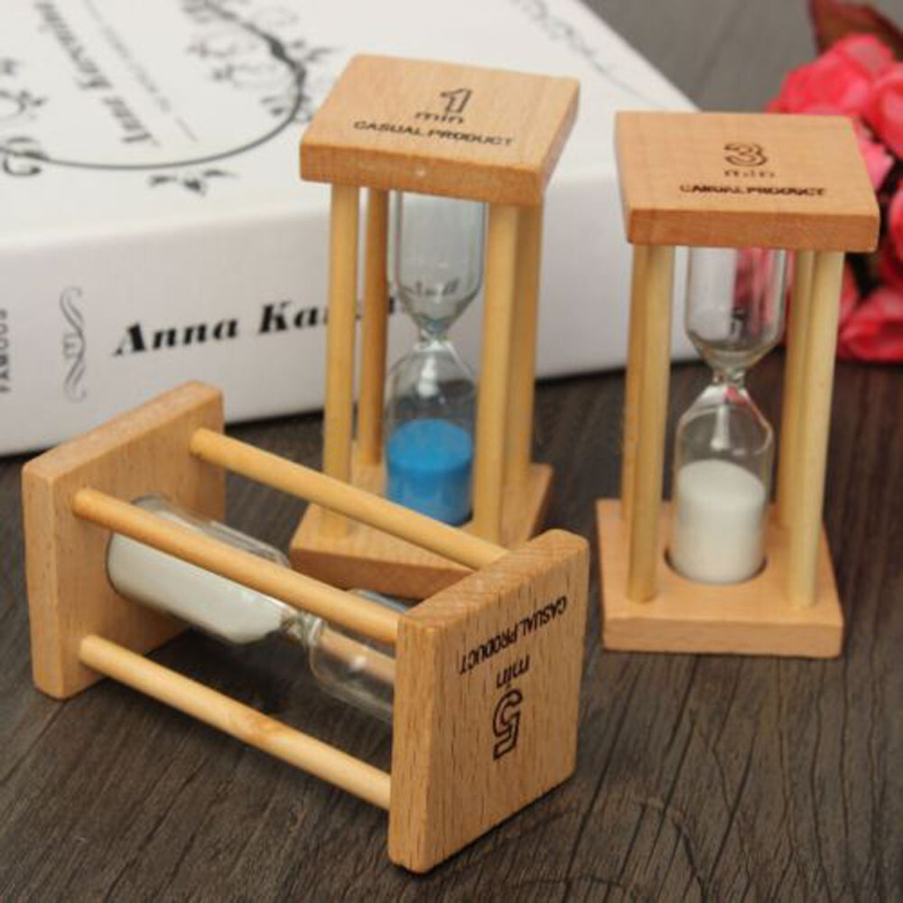 1/3/5Min Wooden Sand Sandglass Hourglass Timer Clock Home Decor Gift Kitchen