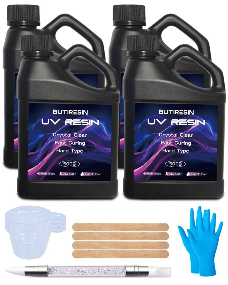 2000g Fast-Curing UV Resin Crystal Clear Odorless Low Viscosity for Crafts