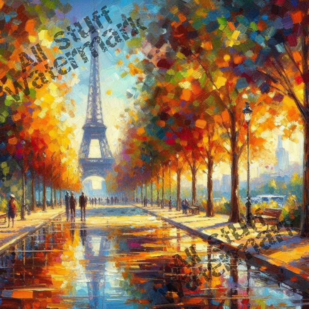 Eiffel Tower Digital Art Wallpaper HD Desktop Background AI-Generated Download-image