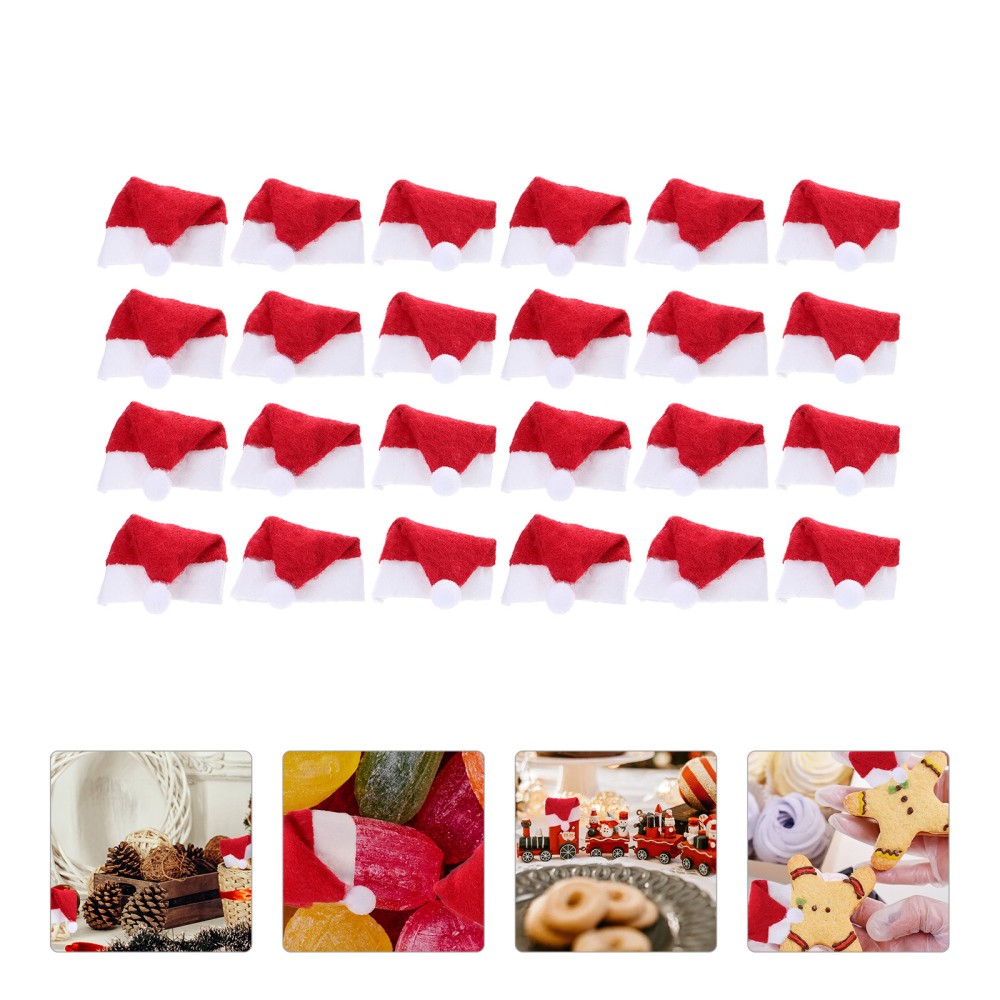 24 Mini Santa Hats for Dolls & Toddlers - Christmas Child Decorations