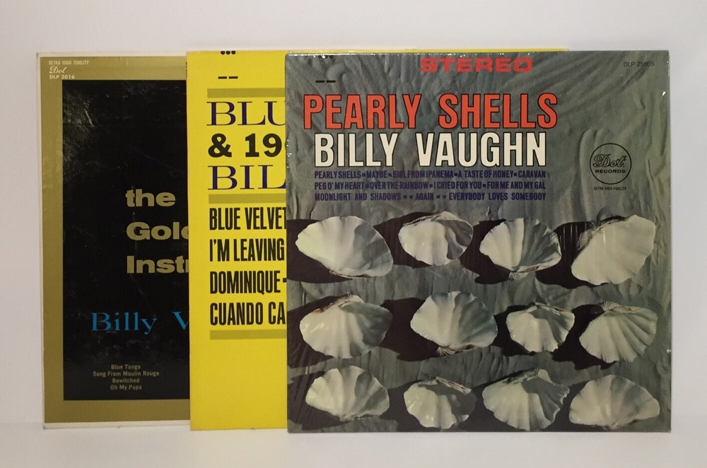 Billy Vaughn The Golden Instruments Blue Velvet Pearly Shells Vinyl LP Lot Of 3