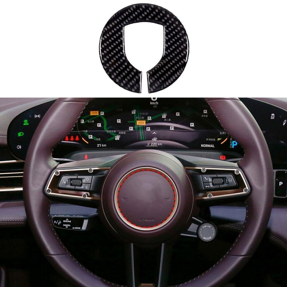 Soft Carbon Fiber Car Steering Wheel Center Cover For Porsche Taycan 2019-2022