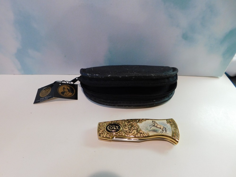 Franklin Mint Colt Horse On Handle Pocket Knife With Case