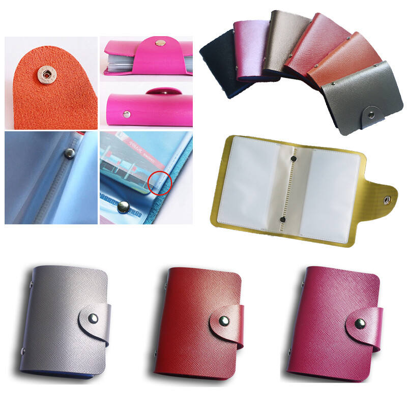 24-Slot PU Leather Credit Card Holder for Bus & Bank Cards Retro Style Wallet  -image