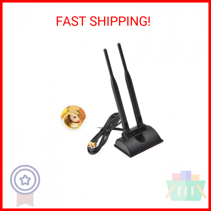 Eightwood WiFi Antenna with RP-SMA Male Connector, 2.4GHz 5GHz Dual Band Antenna