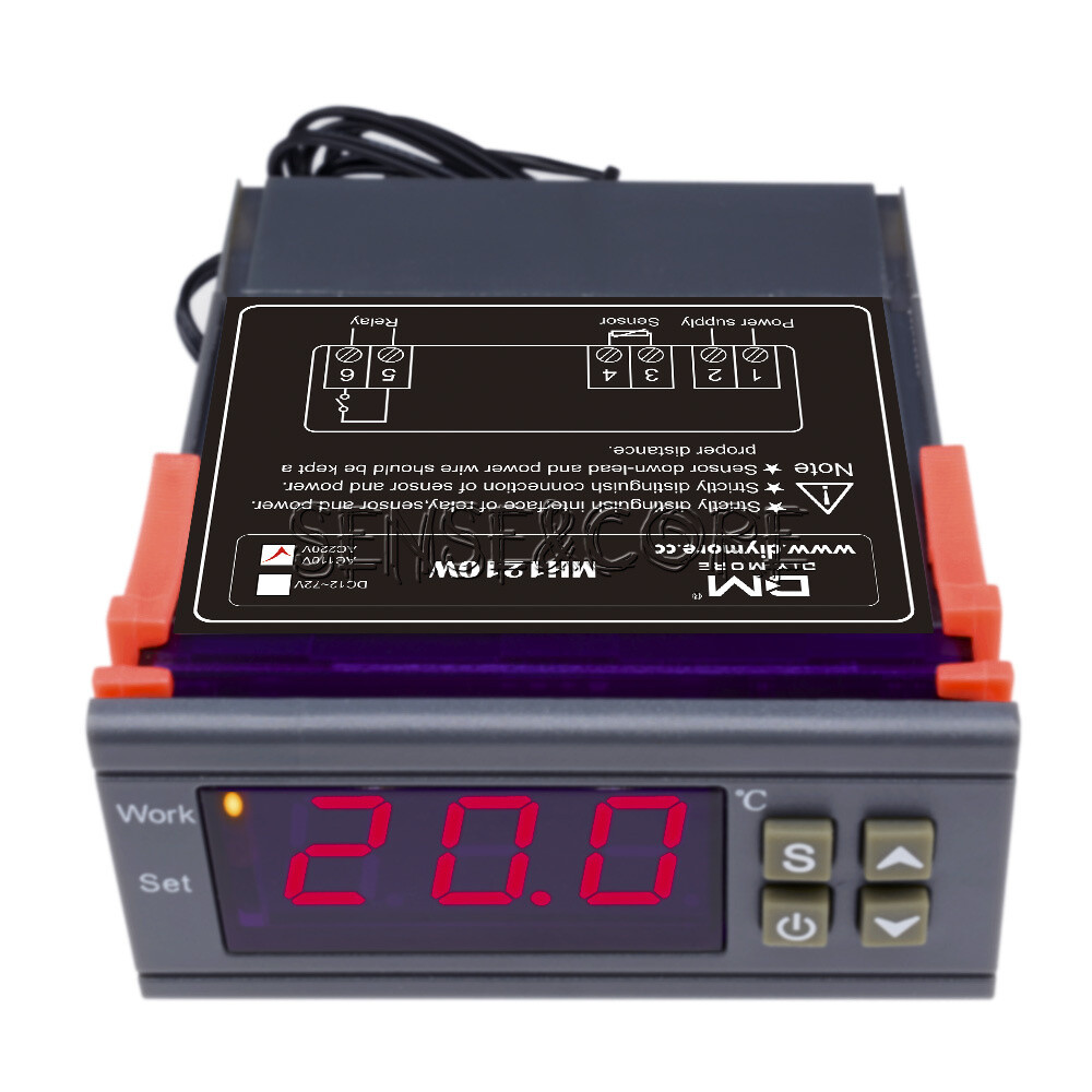 90-250V Digital Thermostat with Sensor -50°C to 110°C 10A Control-image